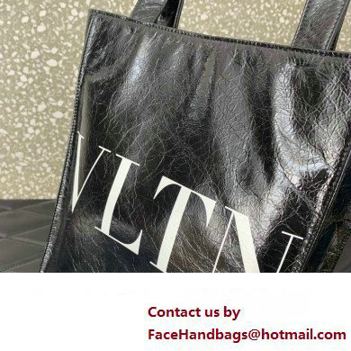 Valentino VLTN Tote bag in Crinkled Leather 0047 Black 2023