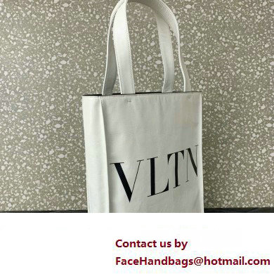 Valentino VLTN Tote bag in Crinkled Leather 0047 White 2023