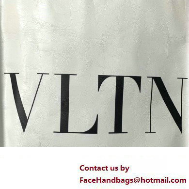 Valentino VLTN Tote bag in Crinkled Leather 0047 White 2023