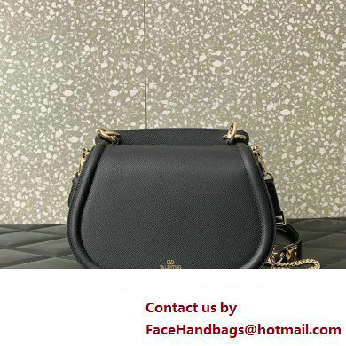 Valentino VSling Shoulder Bag in Grainy Calfskin With Tone-On-Tone Enamel 8030 Black 2023