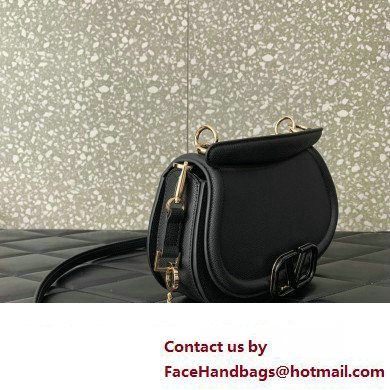 Valentino VSling Shoulder Bag in Grainy Calfskin With Tone-On-Tone Enamel 8030 Black 2023