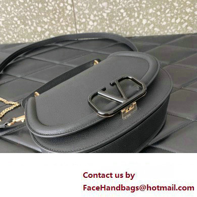 Valentino VSling Shoulder Bag in Grainy Calfskin With Tone-On-Tone Enamel 8030 Black 2023