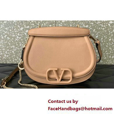 Valentino VSling Shoulder Bag in Grainy Calfskin With Tone-On-Tone Enamel 8030 Nude 2023 - Click Image to Close