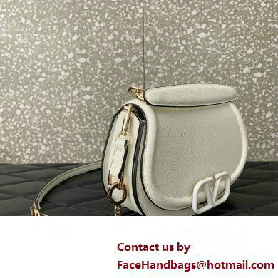 Valentino VSling Shoulder Bag in Grainy Calfskin With Tone-On-Tone Enamel 8030 White 2023