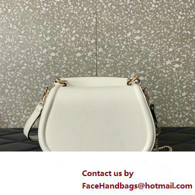 Valentino VSling Shoulder Bag in Grainy Calfskin With Tone-On-Tone Enamel 8030 White 2023