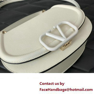 Valentino VSling Shoulder Bag in Grainy Calfskin With Tone-On-Tone Enamel 8030 White 2023