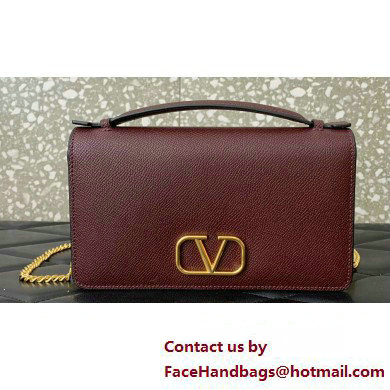 Valentino Vlogo Signature Wallet With Chain in Grainy Calfskin Burgundy 2024