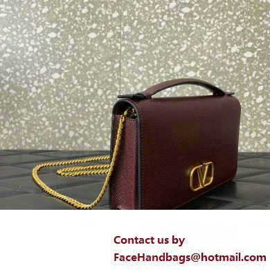 Valentino Vlogo Signature Wallet With Chain in Grainy Calfskin Burgundy 2024