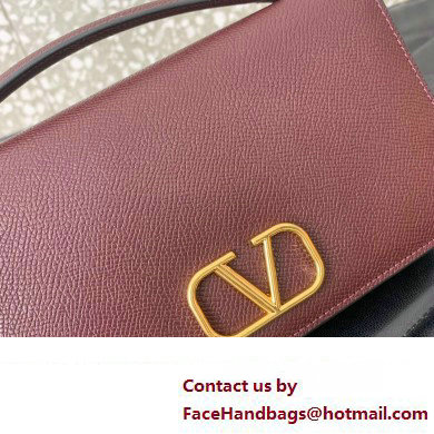 Valentino Vlogo Signature Wallet With Chain in Grainy Calfskin Burgundy 2024