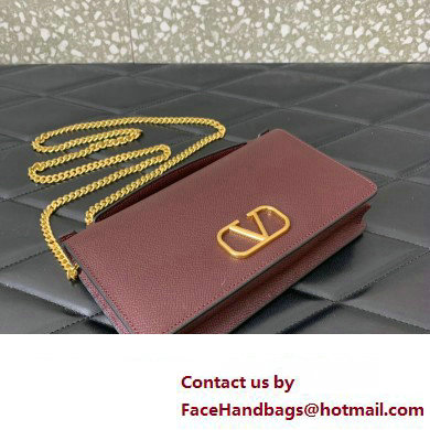 Valentino Vlogo Signature Wallet With Chain in Grainy Calfskin Burgundy 2024