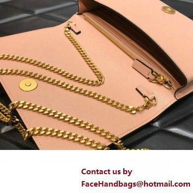 Valentino Vlogo Signature Wallet With Chain in Grainy Calfskin Nude Pink 2024