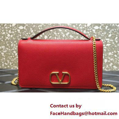 Valentino Vlogo Signature Wallet With Chain in Grainy Calfskin Red 2024 - Click Image to Close