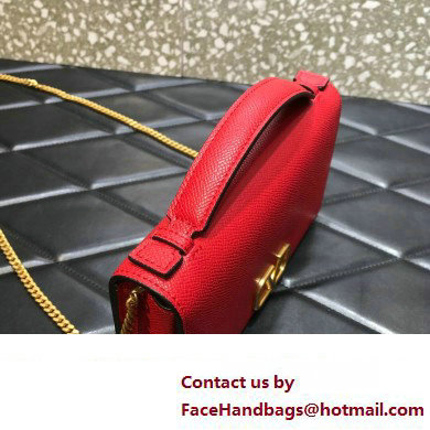 Valentino Vlogo Signature Wallet With Chain in Grainy Calfskin Red 2024