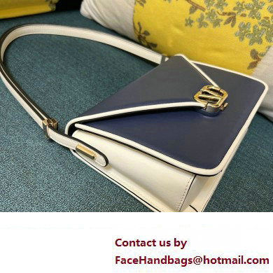 Valentino shoulder Letter Large Bag in smooth calfskin Blue/White 2023 - Click Image to Close