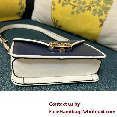 Valentino shoulder Letter Small Bag in smooth calfskin Blue/White 2023