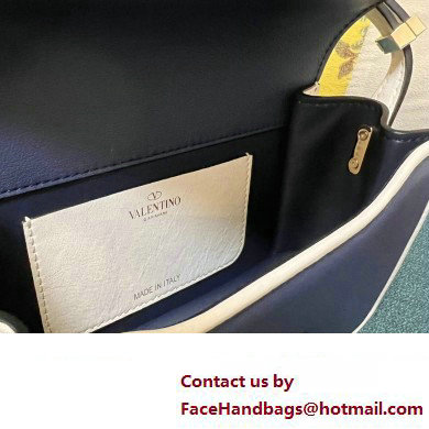 Valentino shoulder Letter Small Bag in smooth calfskin Blue/White 2023