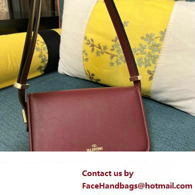 Valentino shoulder Letter Small Bag in smooth calfskin Burgundy 2023