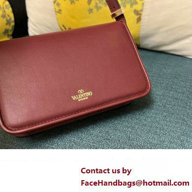 Valentino shoulder Letter Small Bag in smooth calfskin Burgundy 2023