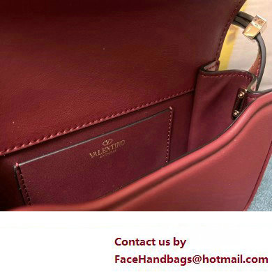 Valentino shoulder Letter Small Bag in smooth calfskin Burgundy 2023