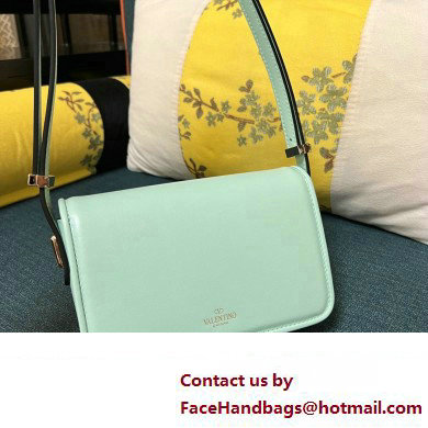 Valentino shoulder Letter Small Bag in smooth calfskin Pale Green 2023