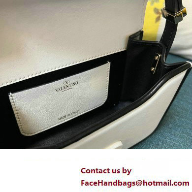 Valentino shoulder Letter Small Bag in smooth calfskin White/Black 2023