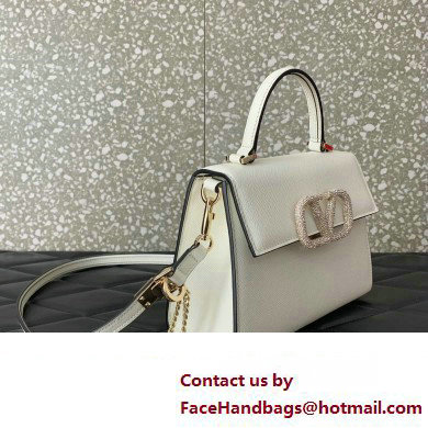 Valentino small VSLING Handbag in grainy calfskin White with JEWEL EMBROIDERY 2024 - Click Image to Close