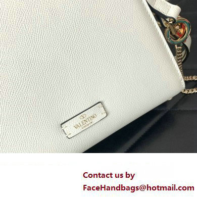 Valentino small VSLING Handbag in grainy calfskin White with JEWEL EMBROIDERY 2024