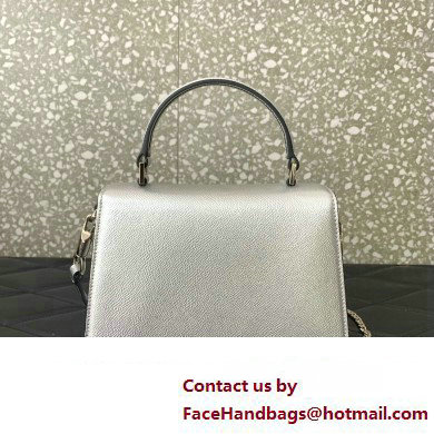 Valentino small VSLING Handbag in metallic Silver grainy calfskin with VLogo Signature crystals 2024 - Click Image to Close