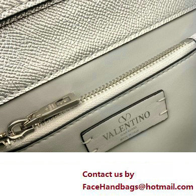 Valentino small VSLING Handbag in metallic Silver grainy calfskin with VLogo Signature crystals 2024