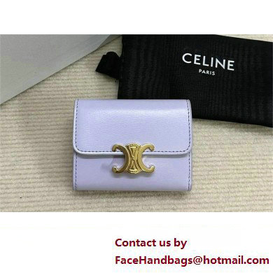 celine COMPACT WALLET WITH COIN TRIOMPHE in Shiny calfskin Light Lilac 10I653 2023