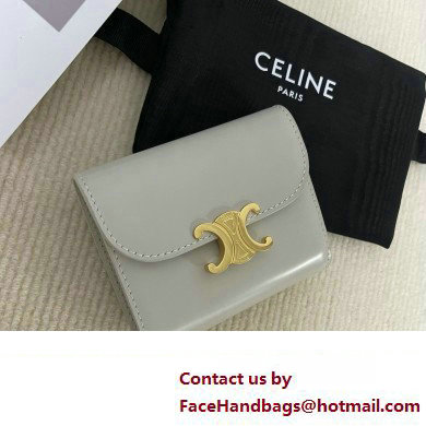 celine Small Wallet TRIOMPHE in Shiny calfskin gray 10D783 2023