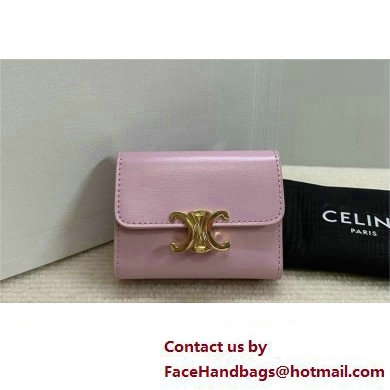 celine Small Wallet TRIOMPHE in Shiny calfskin rose 10D783 2023 - Click Image to Close