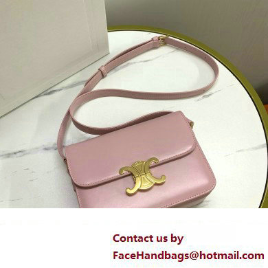 celine Teen Triomphe Bag in shiny calfskin rose 2024