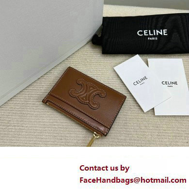 celine Zipped Card Holder in smooth lambskin Tan 10K583 2023