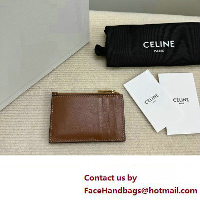 celine Zipped Card Holder in smooth lambskin Tan 10K583 2023