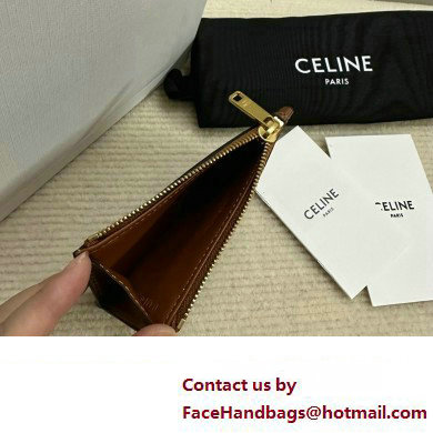 celine Zipped Card Holder in smooth lambskin Tan 10K583 2023