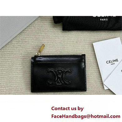 celine Zipped Card Holder in smooth lambskin black 10K583 2023