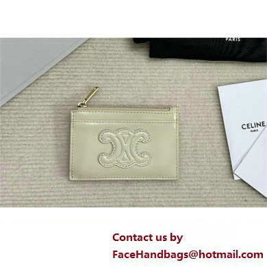 celine Zipped Card Holder in smooth lambskin off white 10K583 2023