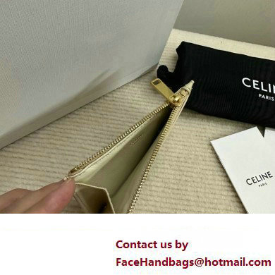 celine Zipped Card Holder in smooth lambskin off white 10K583 2023