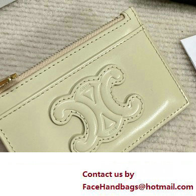 celine Zipped Card Holder in smooth lambskin off white 10K583 2023