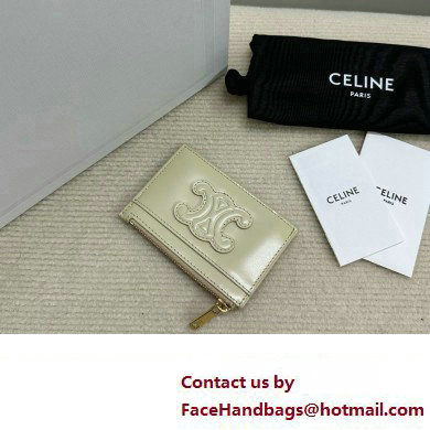 celine Zipped Card Holder in smooth lambskin off white 10K583 2023