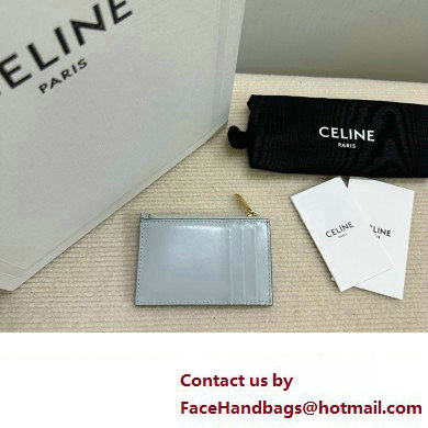 celine Zipped Card Holder in smooth lambskin pale blue 10K583 2023 - Click Image to Close