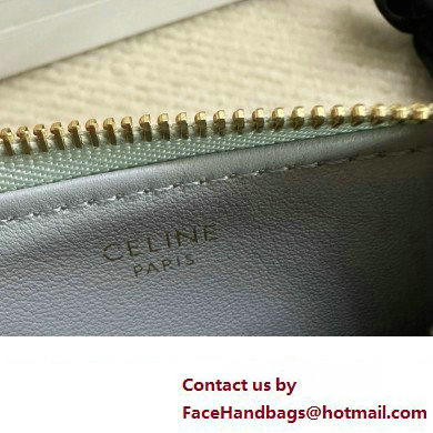 celine Zipped Card Holder in smooth lambskin pale blue 10K583 2023