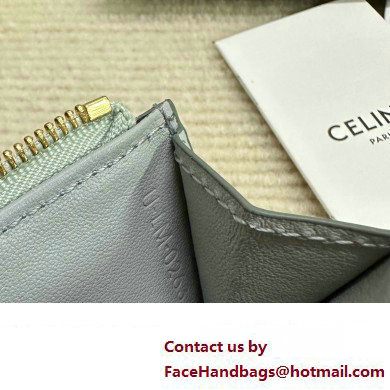 celine Zipped Card Holder in smooth lambskin pale blue 10K583 2023