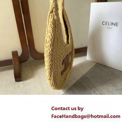 celine classic panier HOBO BAG in Raffia and Calfskin Natural / Tan 2024 - Click Image to Close