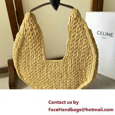 celine classic panier HOBO BAG in Raffia and Calfskin Natural / Tan 2024