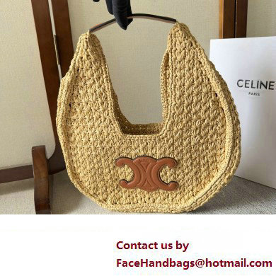 celine classic panier HOBO BAG in Raffia and Calfskin Natural / Tan 2024