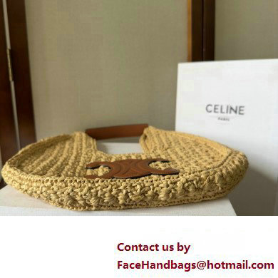 celine classic panier HOBO BAG in Raffia and Calfskin Natural / Tan 2024