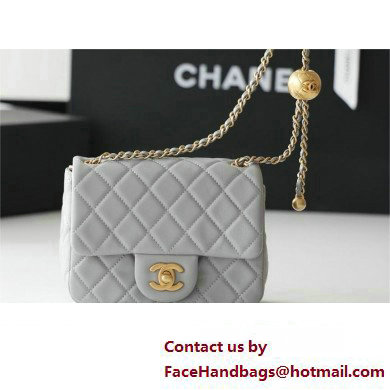 chanel Gold BALL LEATHER MINI flap bag AS1786 pale gray (ORIGINAL QUALITY) - Click Image to Close