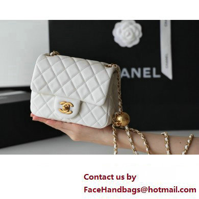 chanel Gold BALL LEATHER MINI flap bag AS1786 white(ORIGINAL QUALITY)